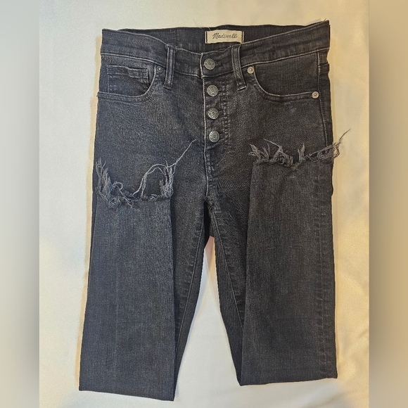 Madewell Denim - Madewell 9 in High-Rise Button-Up Skinny Jeans- Faded Black- Size 26